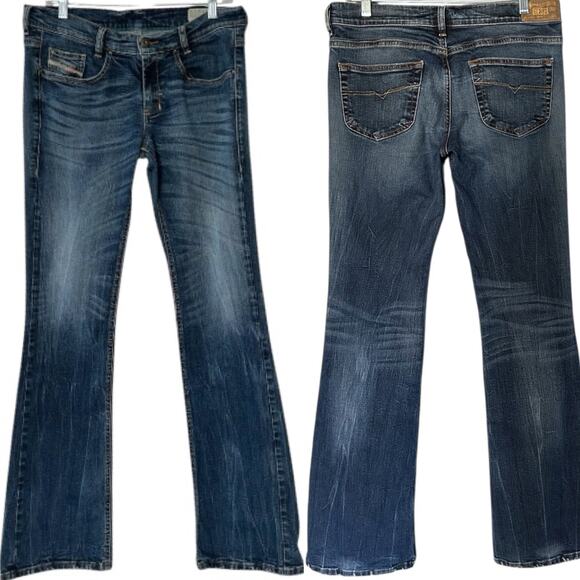 Diesel Y2K Lowboot Slim Bootcut Jeans Women’s W31 Medium Blue 34" Inseam Stretch - Picture 1 of 10